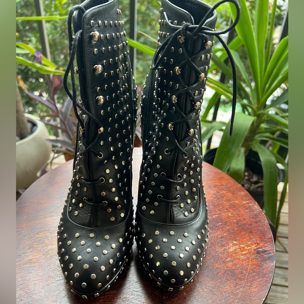 KARL Black Studded Lace-Up Boots